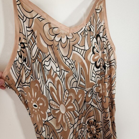 NK Imode Silk Blend Maxi Slip Dress Brown Floral Neutral - Picture 2 of 13
